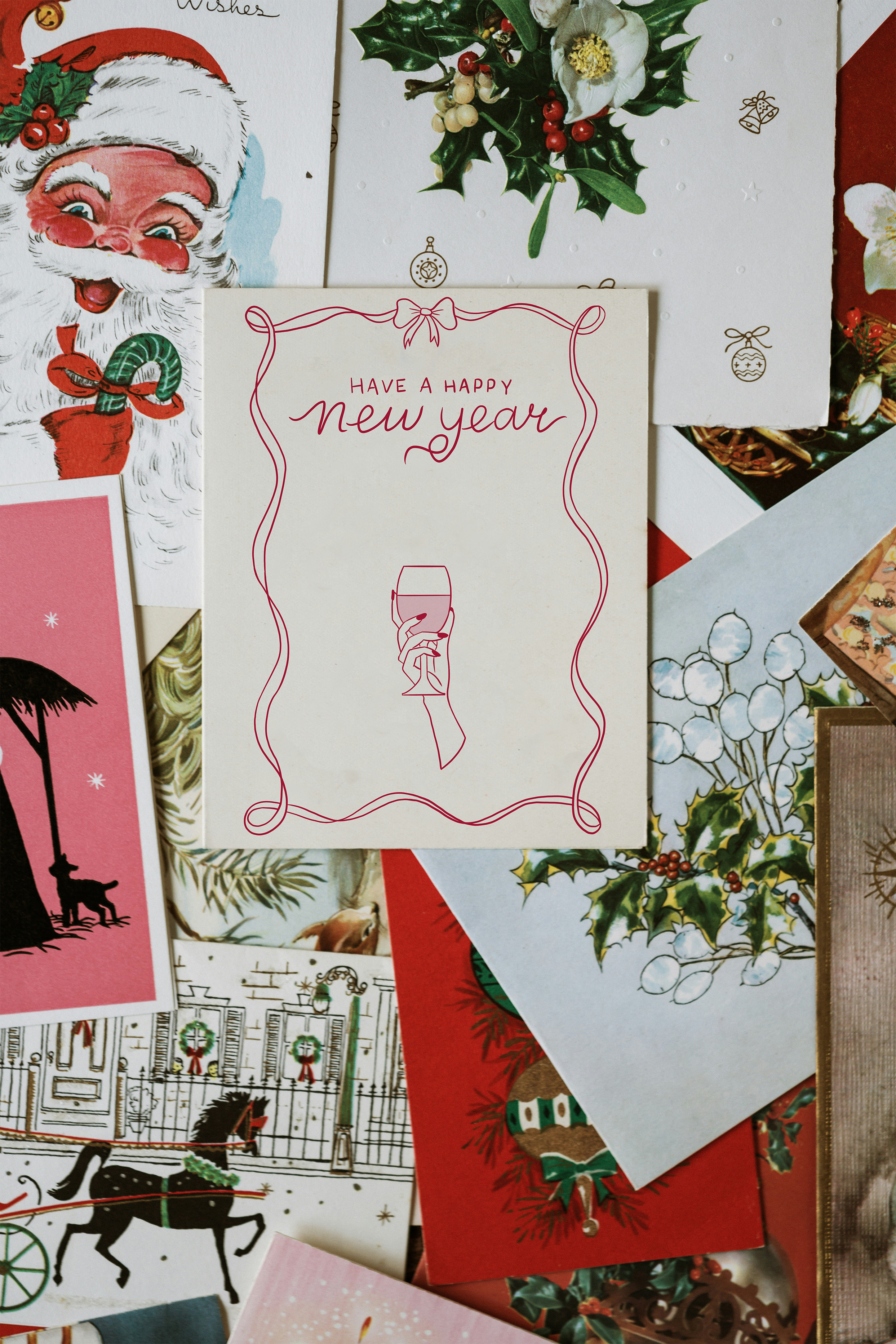 Cartes de veux de nouvel an et Noël, illustrations et citations