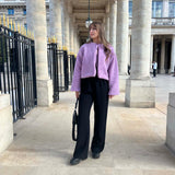 VESTE MILY — FAUSSE PEAU LAINÉE MAUVE