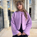 VESTE MILY — FAUSSE PEAU LAINÉE MAUVE