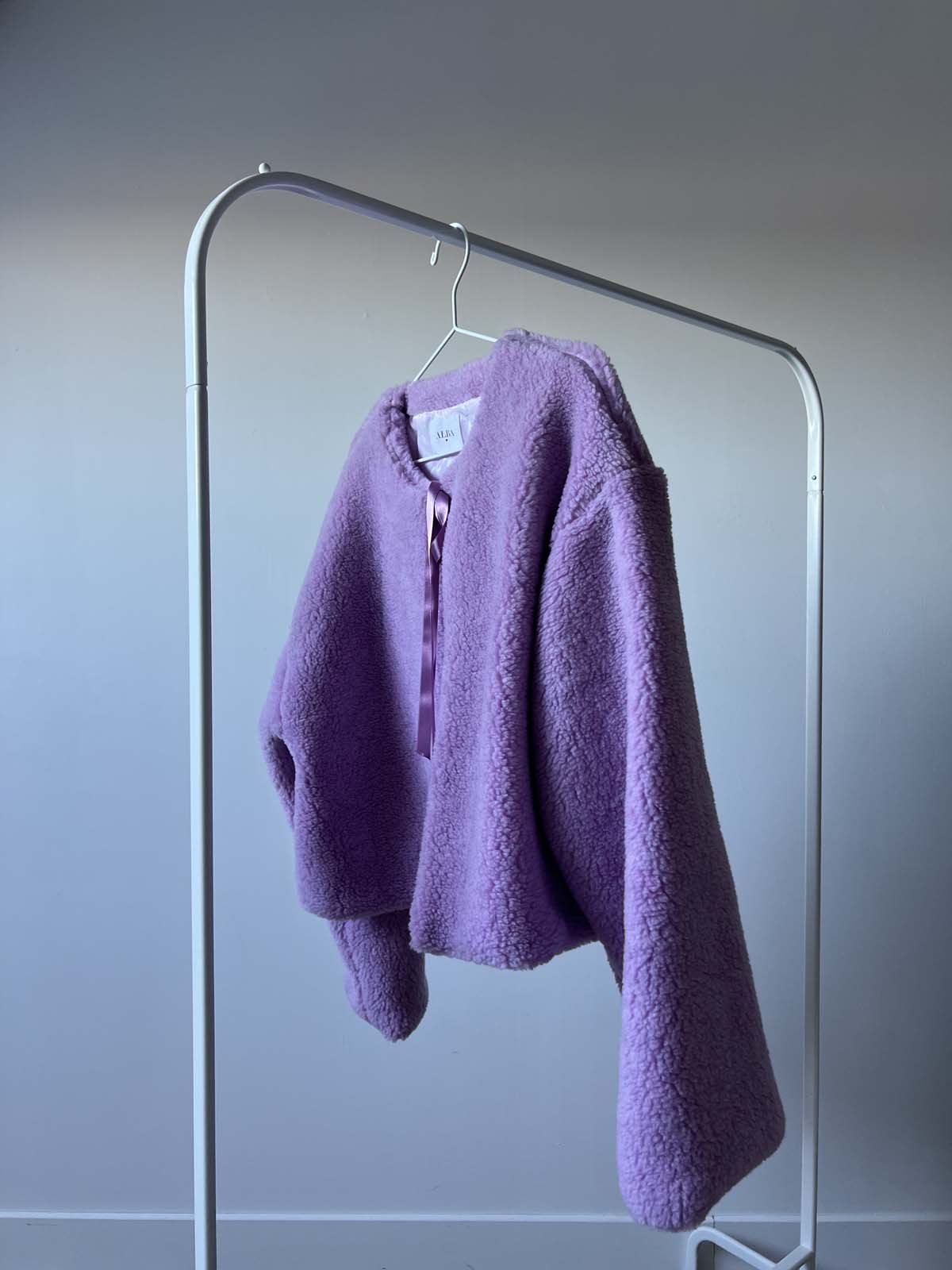 VESTE MILY — FAUSSE PEAU LAINÉE MAUVE