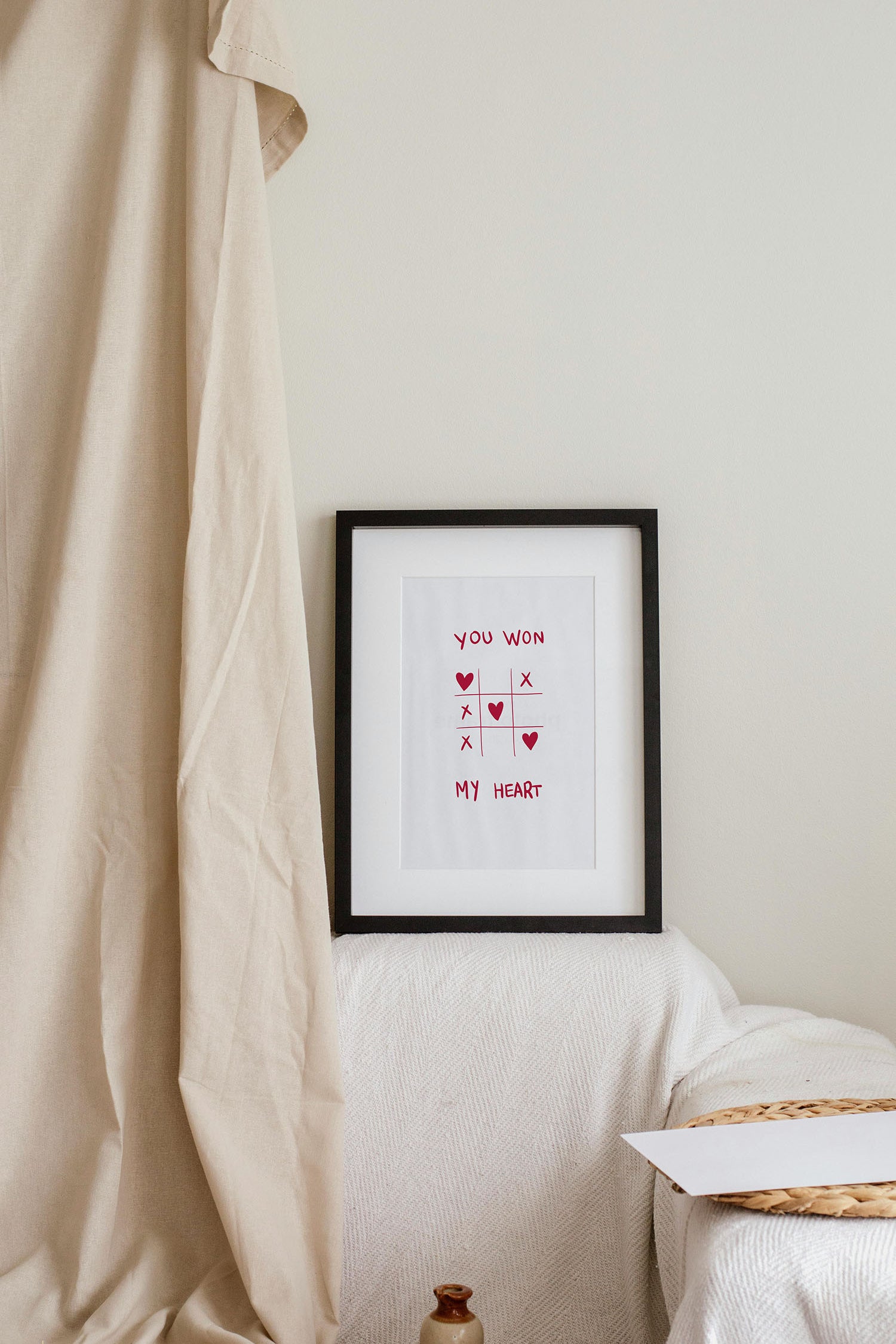 affiche illustration you won my heart rouge