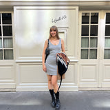 Élégance décontractée – robe Noah jersey pointelle gris ALBA style intemporel