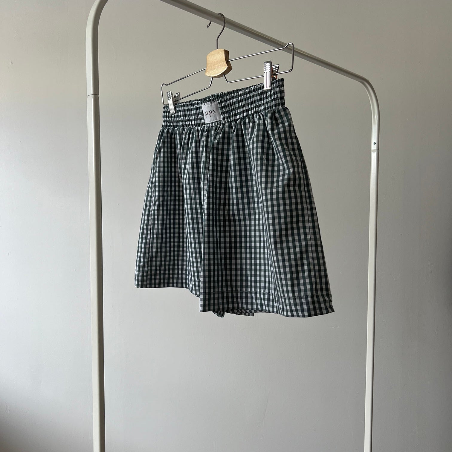 short Lucas en popeline vichy vert et blanc sur ceintre