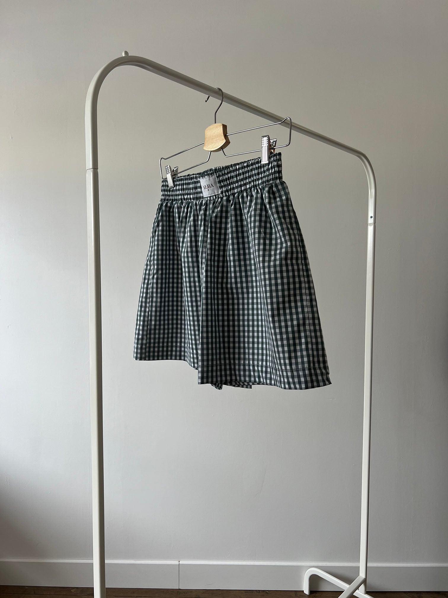 short Lucas en popeline vichy vert et blanc sur ceintre