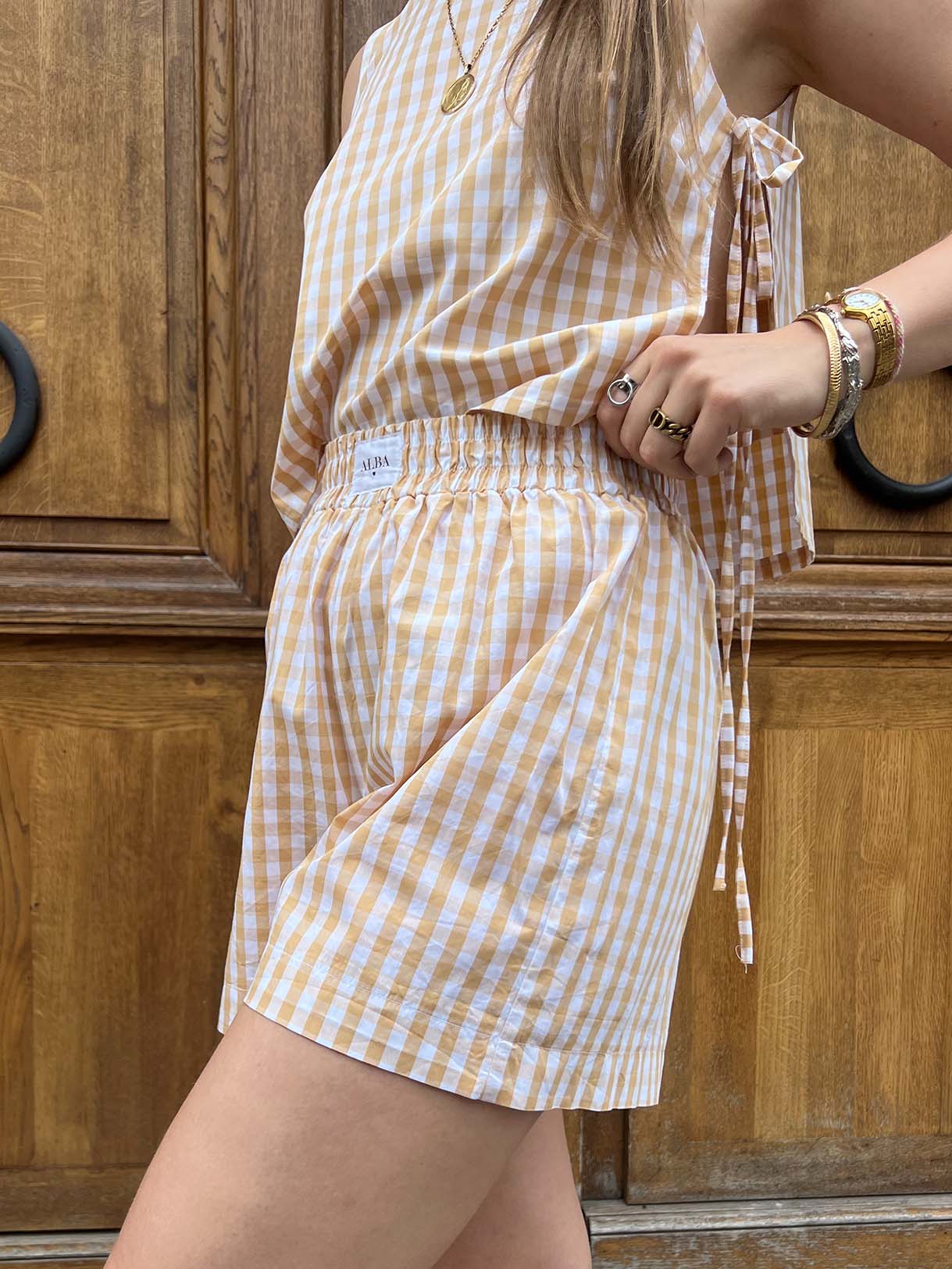 Lucas - Green Checked Poplin Shorts