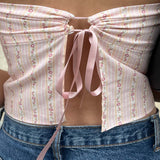 TOP CUTE — RAYURES FLEURS